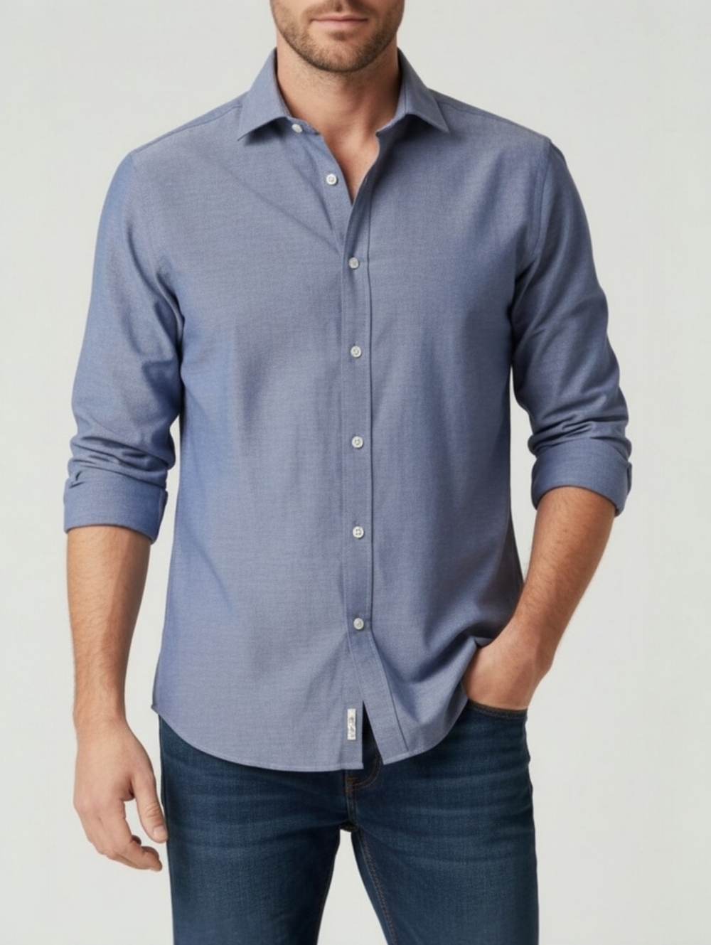 Todd Snyder NY Slim Fit Cotton Button Up Shirt 15 34/35 Blue Minimalist